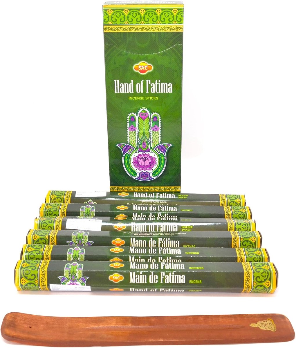 120 x Hand the Fatima Spiritual Protection Incense Sticks 120 x Joss Sticks Incense Sticks with Ashtray Ashtray - ShopVlot