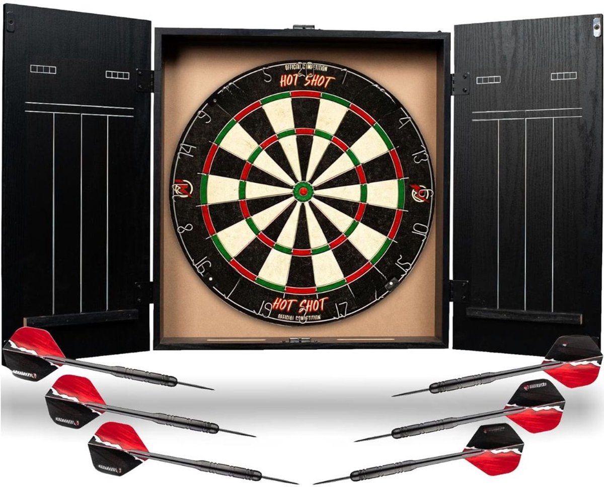 VALI® Dartbord - Dartbord met Dartpijlen - Inclusief Dartpijlen - Zwart - 66cm x66cm x 56cm