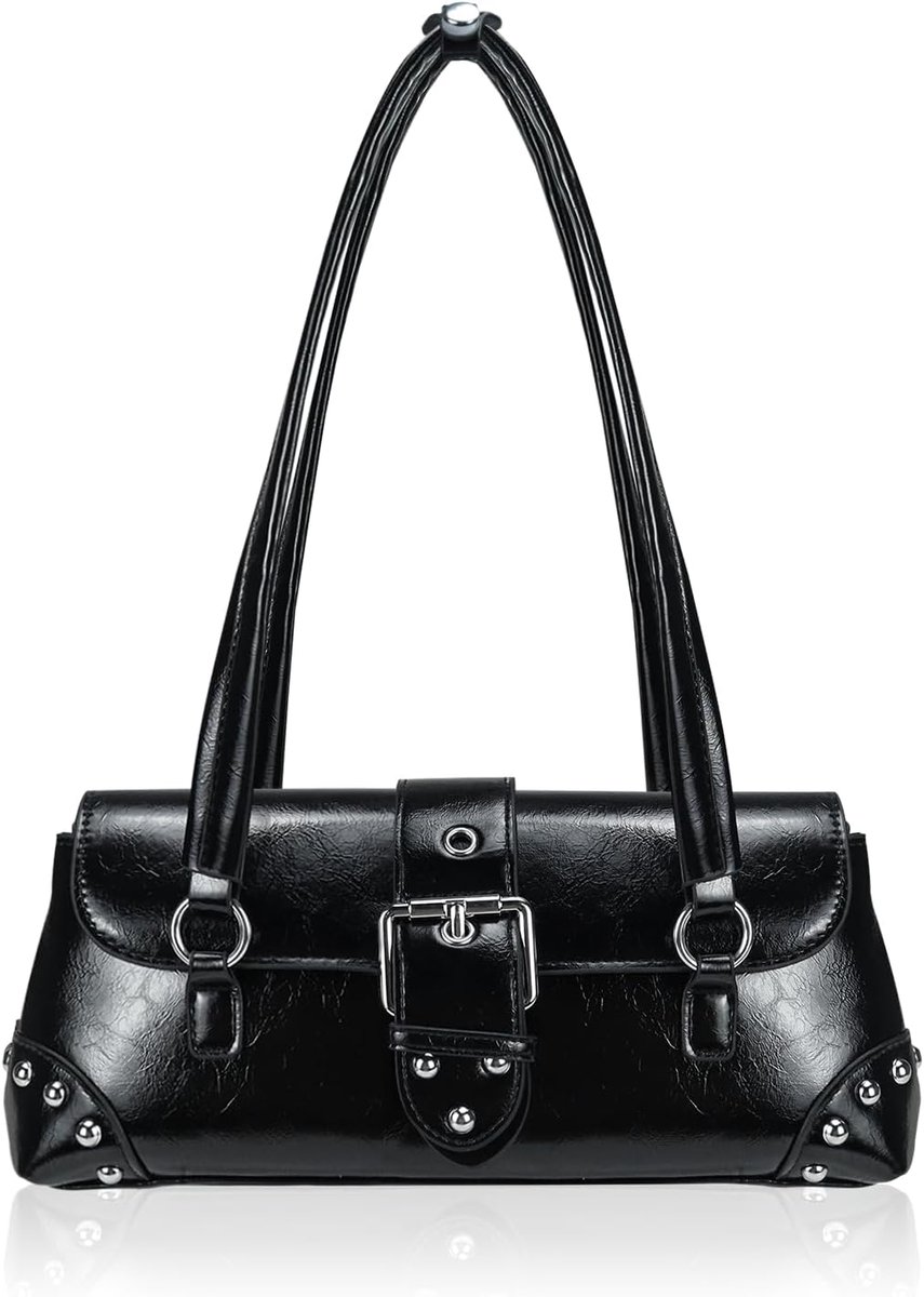 Kleine handtas voor dames, PU-leer, Y2k schoudertas, retro onderarmtas, schoudertas met riemgesp, vintage tote tas - ShopVlot
