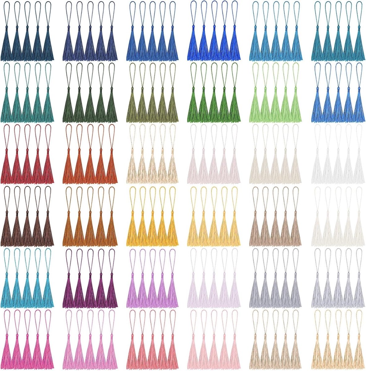 180 Stuks Mini Tassels - Zachte, Zijdeachtige, Kleurrijke Handgemaakte Hangertjes voor Souvenir, Boekenleggers en DIY Knutselaccessoires