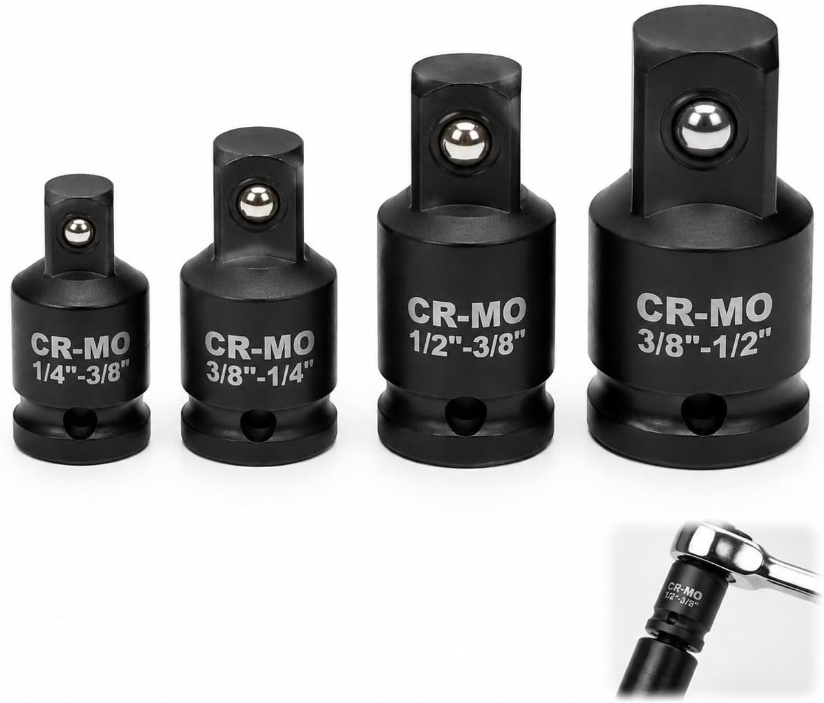 4 dopsleuteladapters van chroom-molybdeen staal, hoge sterkte, voor ratel en slagmoersleutel, converters 1/4, adapter - ShopVlot