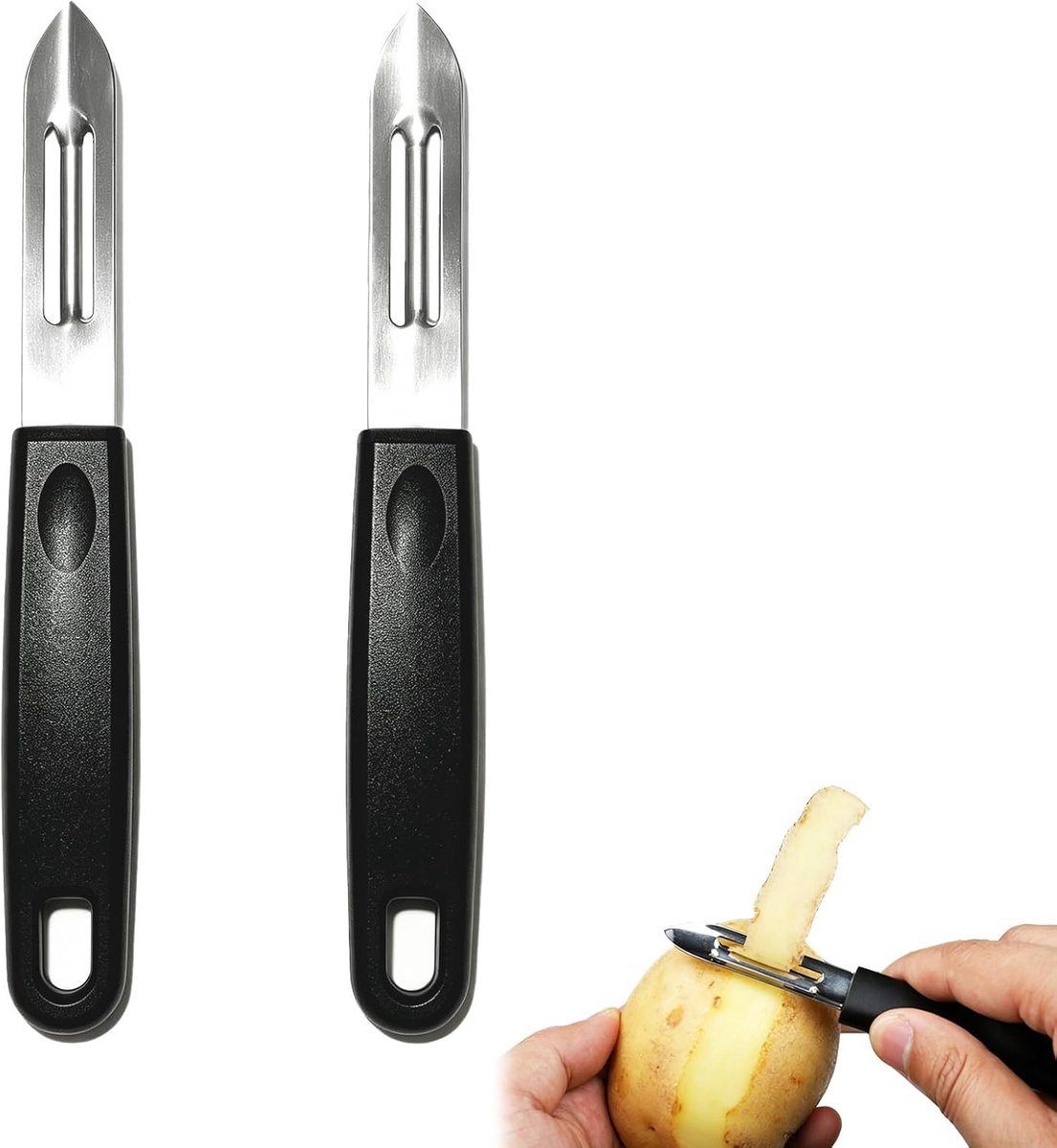 2 stuks groentebesparers, scherp roestvrijstalen lemmet, ergonomische antislip handgreep, handmatige besparing voor - ShopVlot