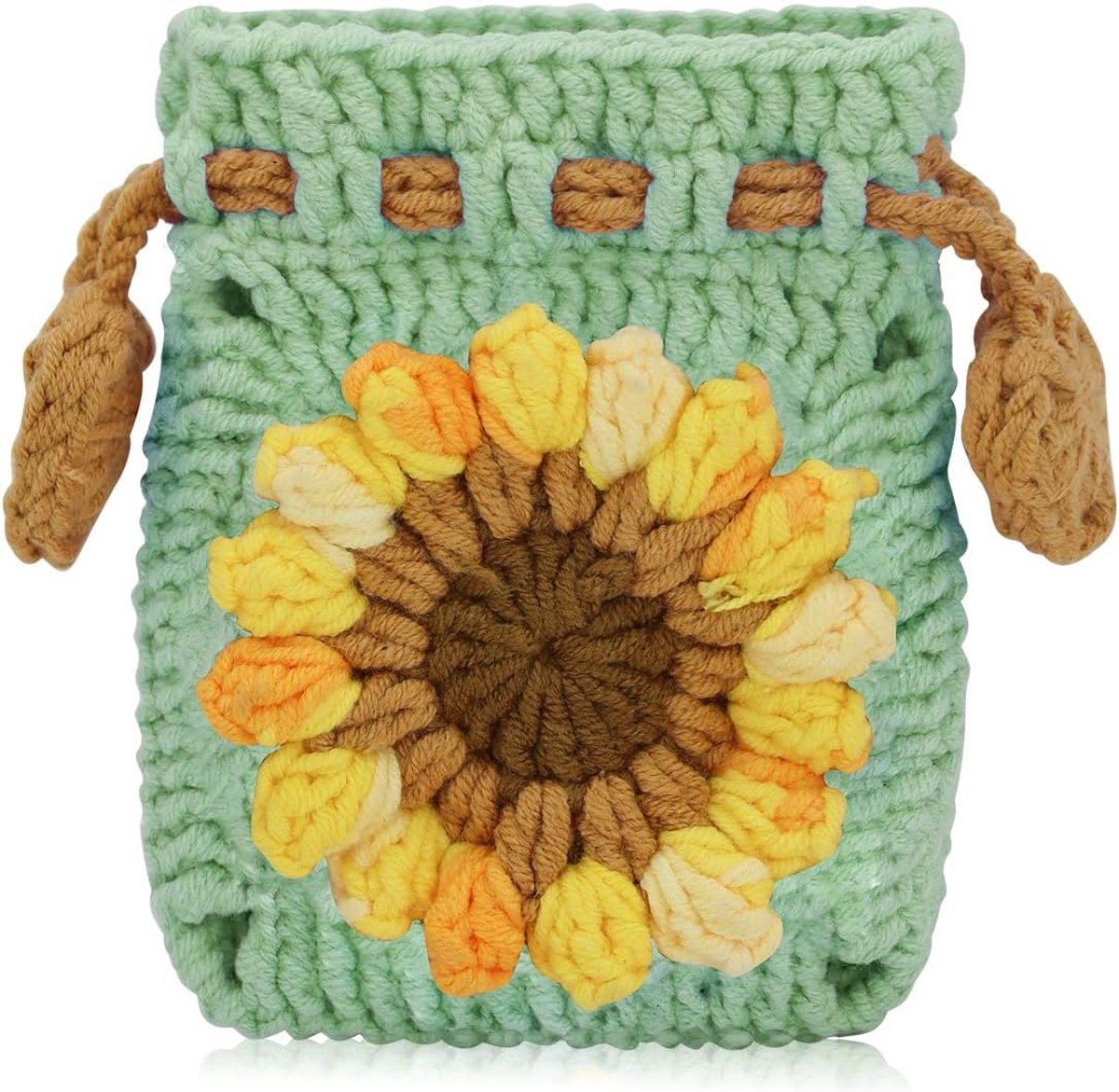 Coin Pouch, Crochet Cotton Coin Holder Cute Coin Purse for Women and Girls, Coin Wallet with Drawstring Design Compact - ShopVlot