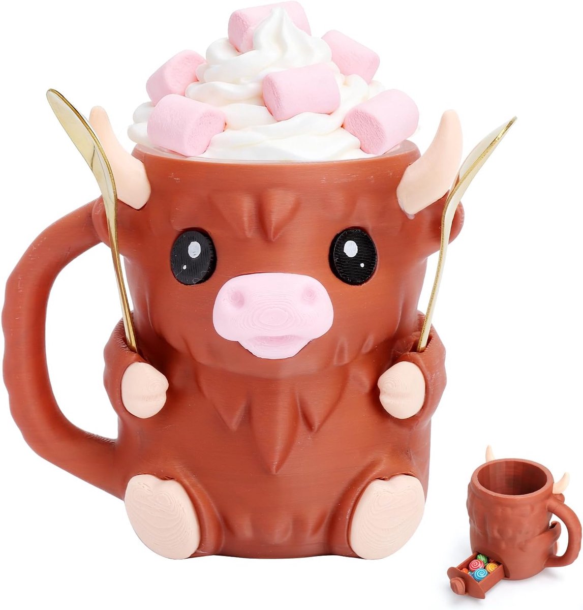 IJscremhouder Highland Cow - Schattig ontwerp - Inclusief 2 lepel - Perfect voor gezellige momenten - ShopVlot
