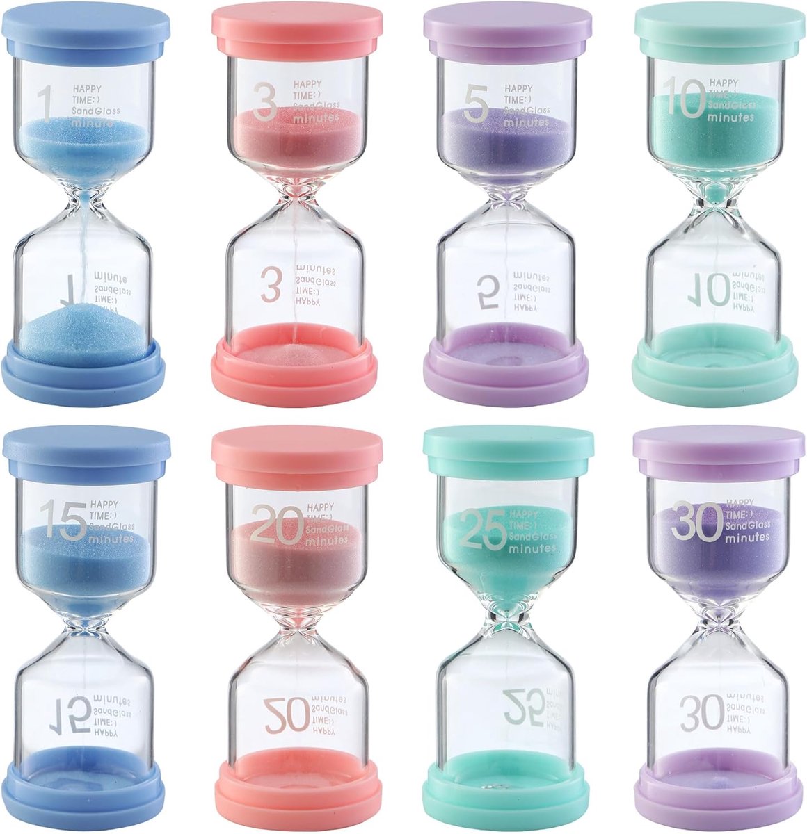 Zandloper Set voor Kinderen - 8 Stuks met Kleurrijke Timer - Perfect voor Leren en Spelen - ShopVlot