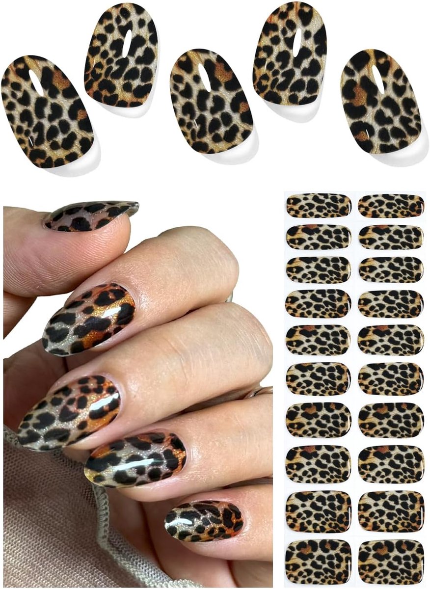 Nail film set 20 stuks - zelfklevend luipaarddesign - waterproof en veilig - ideaal voor DIY nagels - ShopVlot