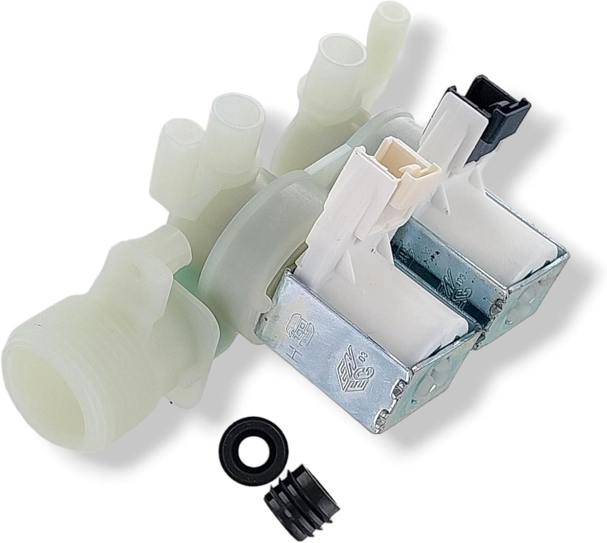 Solenoidklep dubbele 180° 10,5 mm - inclusief 2 afdichtingen - voor wasmachine - vervangt Indesit C0011033 - ShopVlot