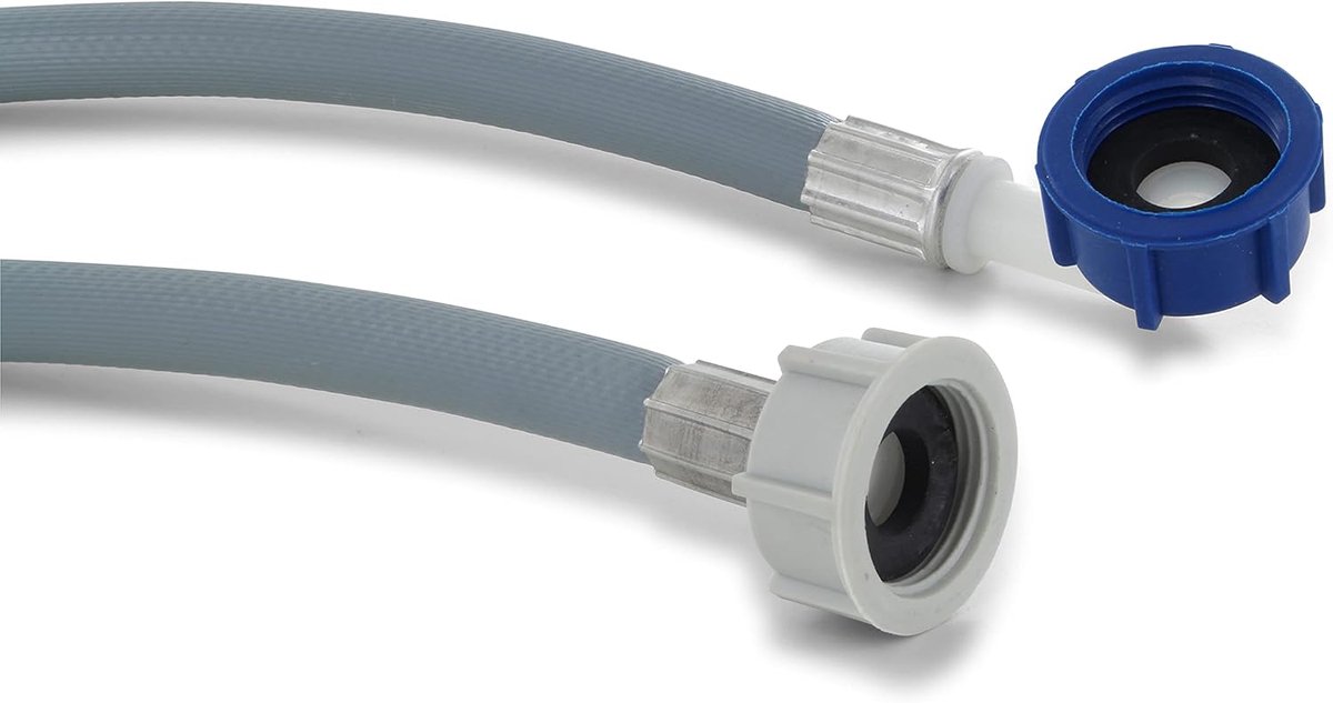 Wateraanvoerslang 2m - 3/4 inch rechte en 90° hoekverbinding - Geschikt voor wasmachine en vaatwasser - ShopVlot