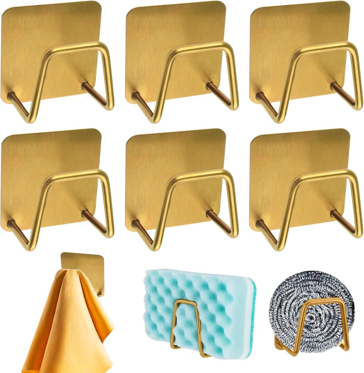 Sponshouder - 6 stuks RVS - Roestvrij en waterdicht - Sneldrogend voor keukenaccessoires - ShopVlot