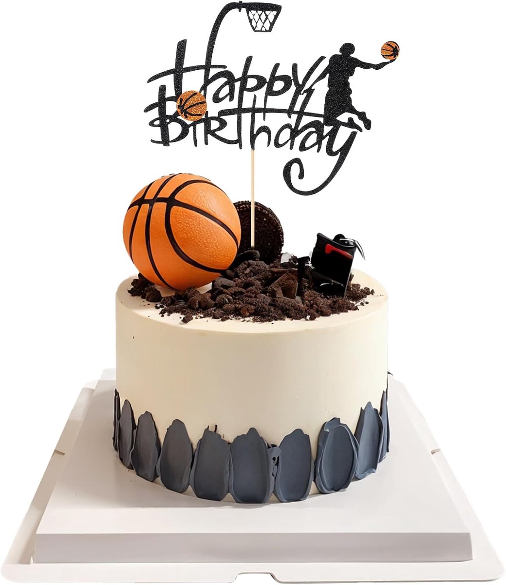 Taartdecoratie Happy Birthday Basketbal - Sportthema - Voor jongens en meisjes - Perfect voor verjaardagen - ShopVlot