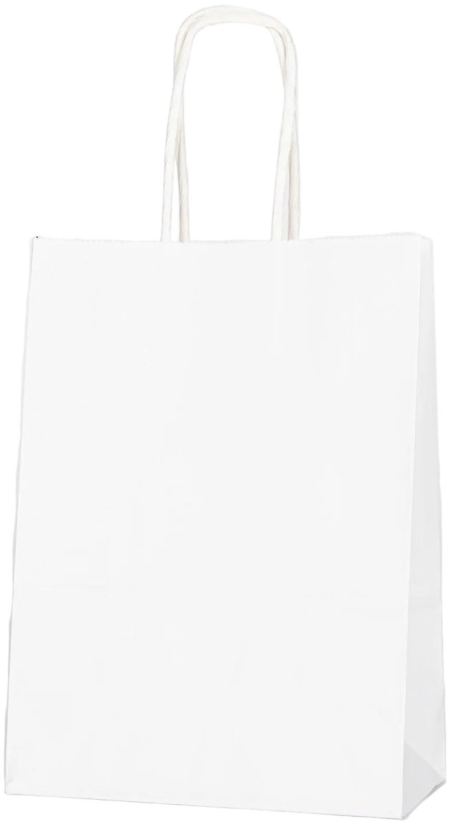 Papieren Draagtas - 60 Stuks -whitee 16x22x8cm - Papieren Tasjes - Kraft Tas - Tassen - Cadeau Tas - Hoogwaardig Kraft Papier - Eco-vriendelijk - Ideaal voor Geschenken - Lasentopack