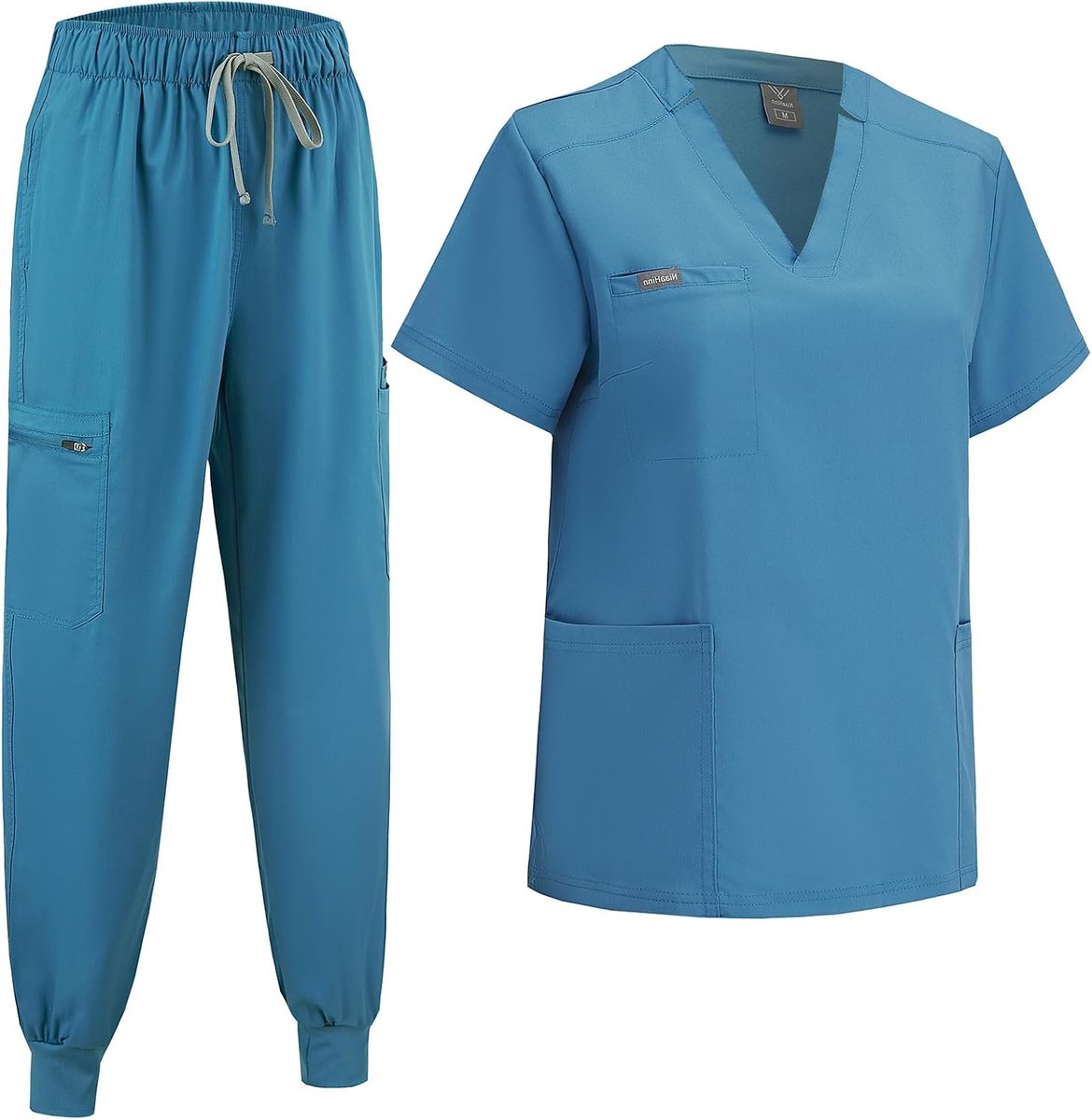 Scrubs set voor vrouwen - moderne V-hals top - joggerbroek met trekkoord - multifunctionele zakken - ShopVlot