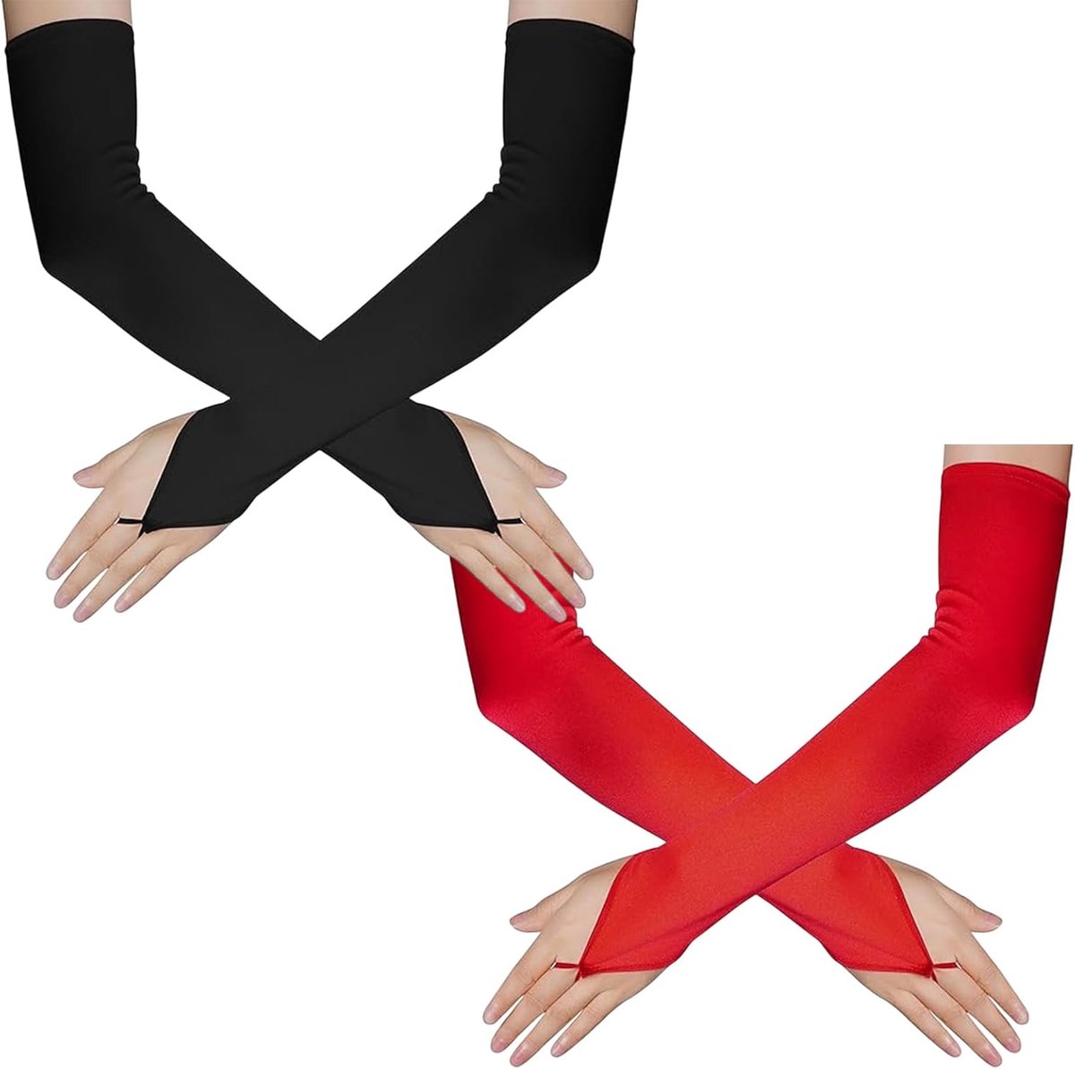 Lange opera handschoenen - satijnen ellebooghandschoenen - vingerloos ontwerp - perfect voor feesten - ShopVlot