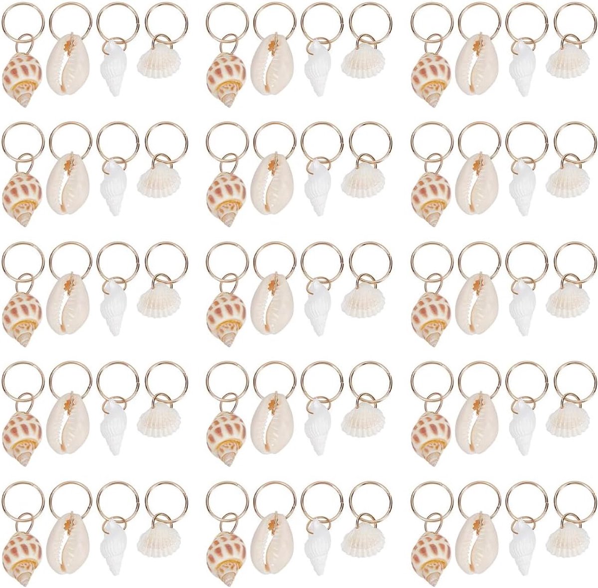 Dreadlockringen 60 stuks - schelpvormig - verschillende stijlen - perfect voor zomerse kapsels - ShopVlot