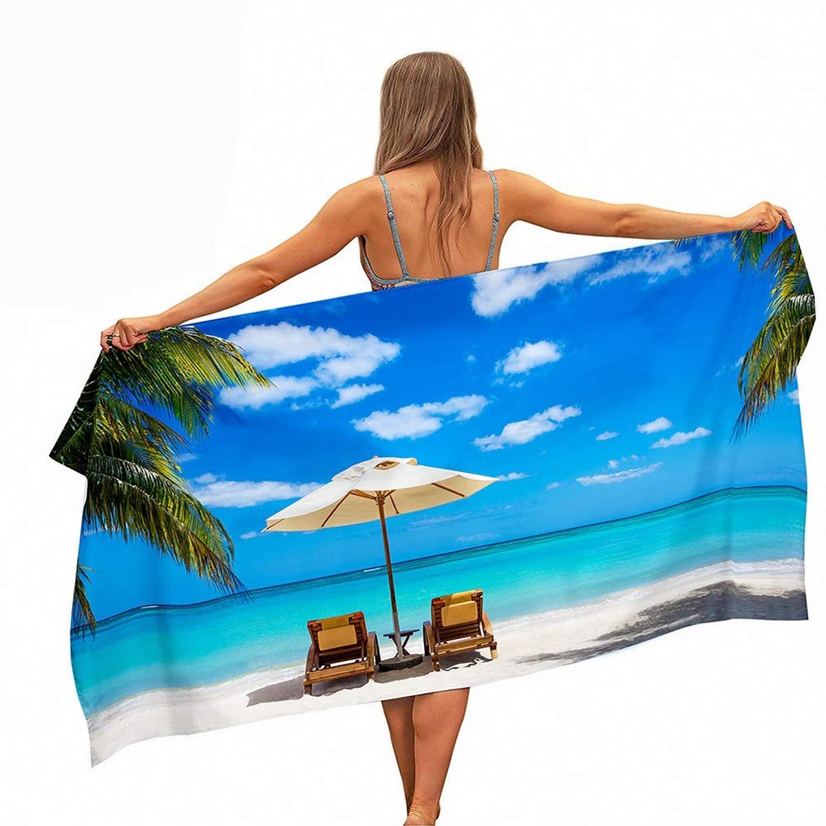 Solidchoice - Microfiber Strandhanddoek met Oceaanprint, Sneldrogend en Zandvrij