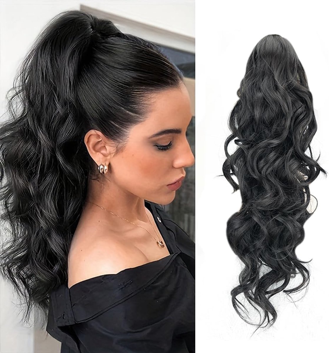 Paardenstaart Extensions Dames - Krullende Ponytail - Lange Golvende Staart - Ideaal voor Feestdagen - ShopVlot