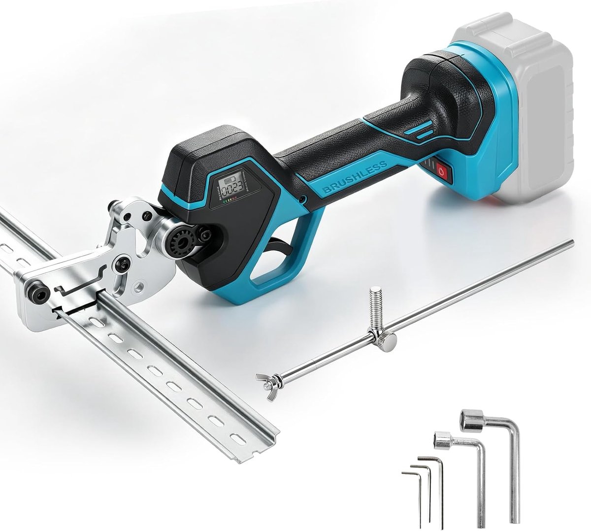 DIN-railfrees - 35 mm breed - voor aluminium en staal - draadloos met digitaal display - ShopVlot