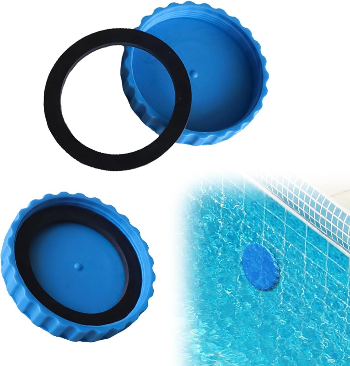 Zwembad winterstoppen - Afsluitdoppen set - Zwembad winterklaar - Hoge dichtheid afdichting - 2 stuks - Zwart blauw