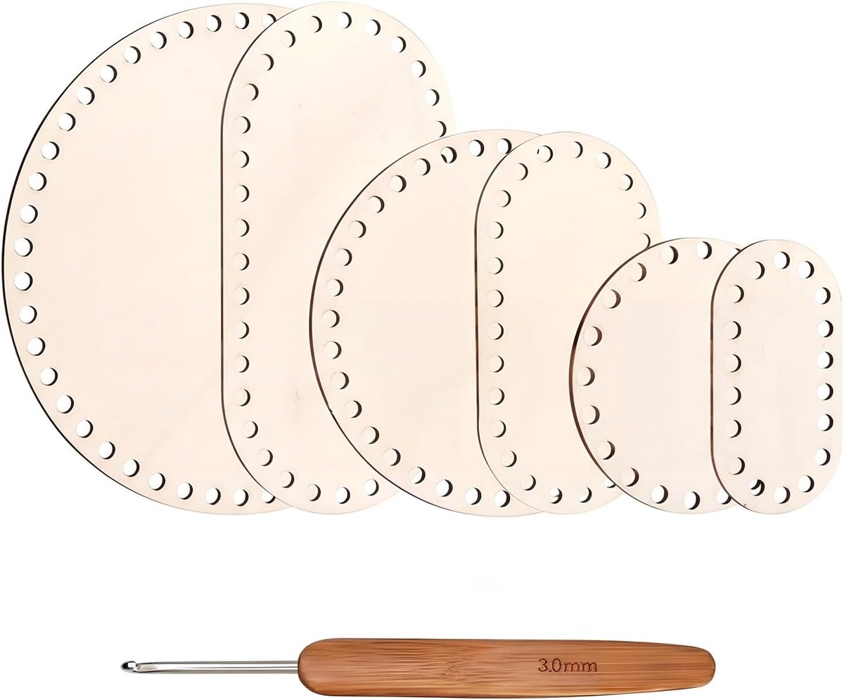 Houten mandbodems 6 stuks - ovaal en rond - diverse maten - perfect voor DIY creaties - ShopVlot