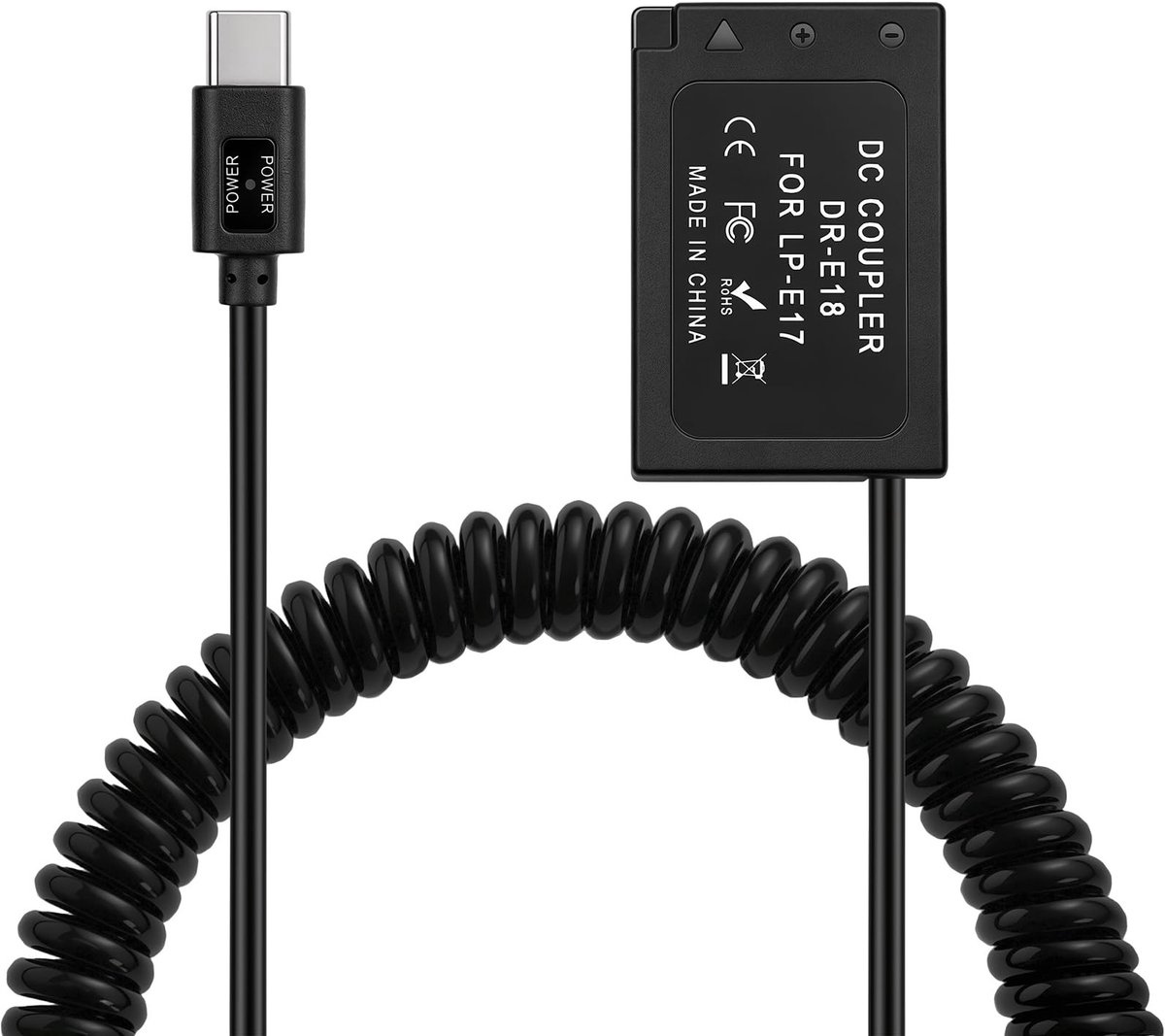 Solidchoice - USB C naar Dummy Batterij voor Canon Camera's