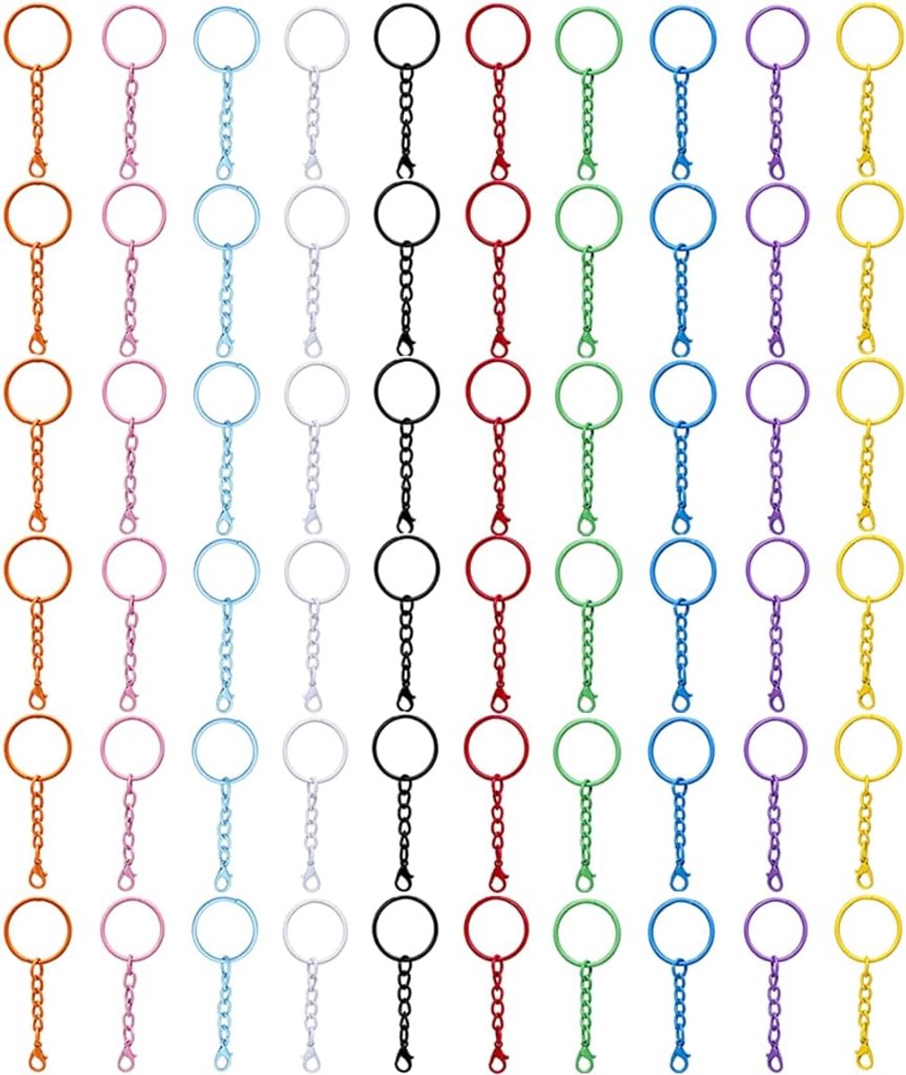 Sleutelhangerset 60 stuks - kleurrijk - met ketting en karabijnhaak - ideaal voor het organiseren van sleutels - ShopVlot
