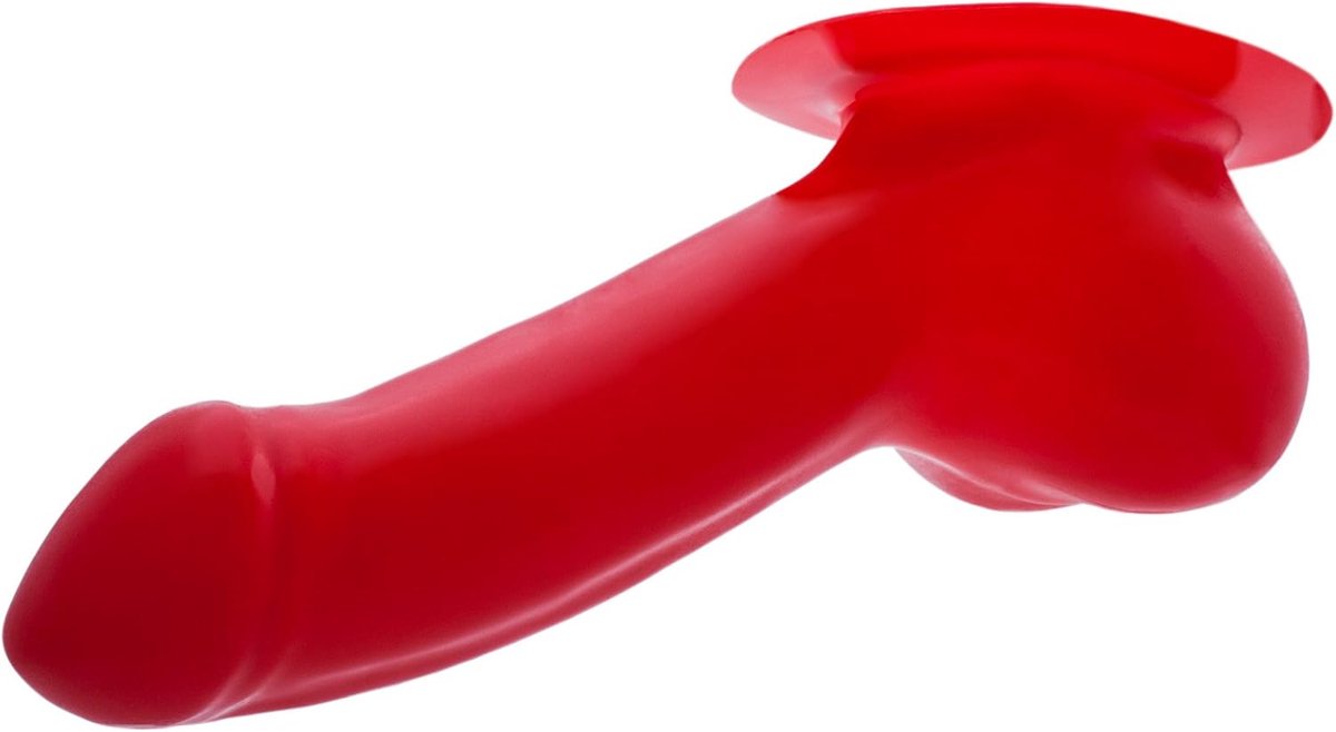 Latex sleeve 13 cm - rood - met testikel pocket - voor optimale stimulatie - ShopVlot