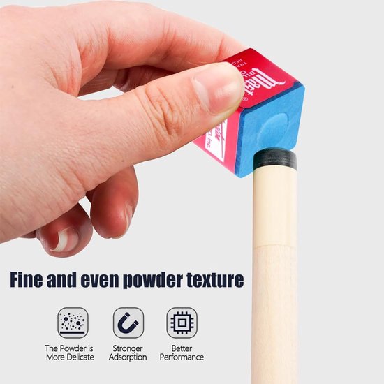Billiard chalk 8 stuks - blauwe kleur - gelijkmatige coating - ideaal voor biljart - ShopVlot — afbeelding 2