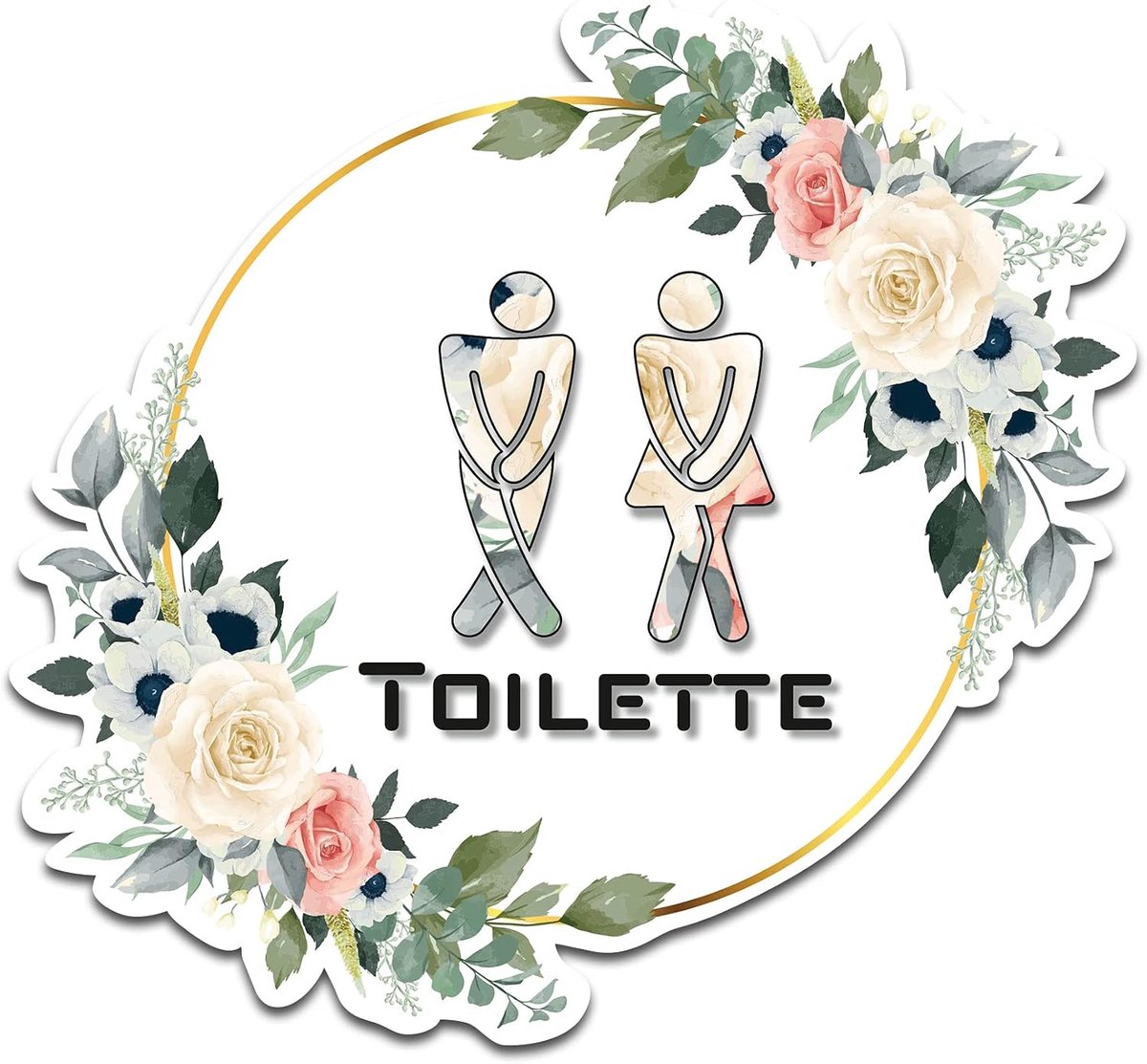 Decoratieve sticker toile deur sticker - bloemmotief - zelfklevend - leuk voor in de badkamer - ShopVlot