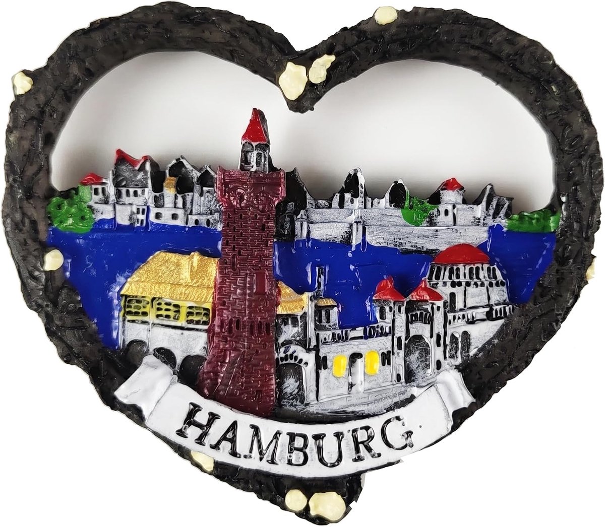 Koelkastmagneet Hamburg - 3D souvenir - skyline en historische toren - decoratie voor verzamelaars - ShopVlot