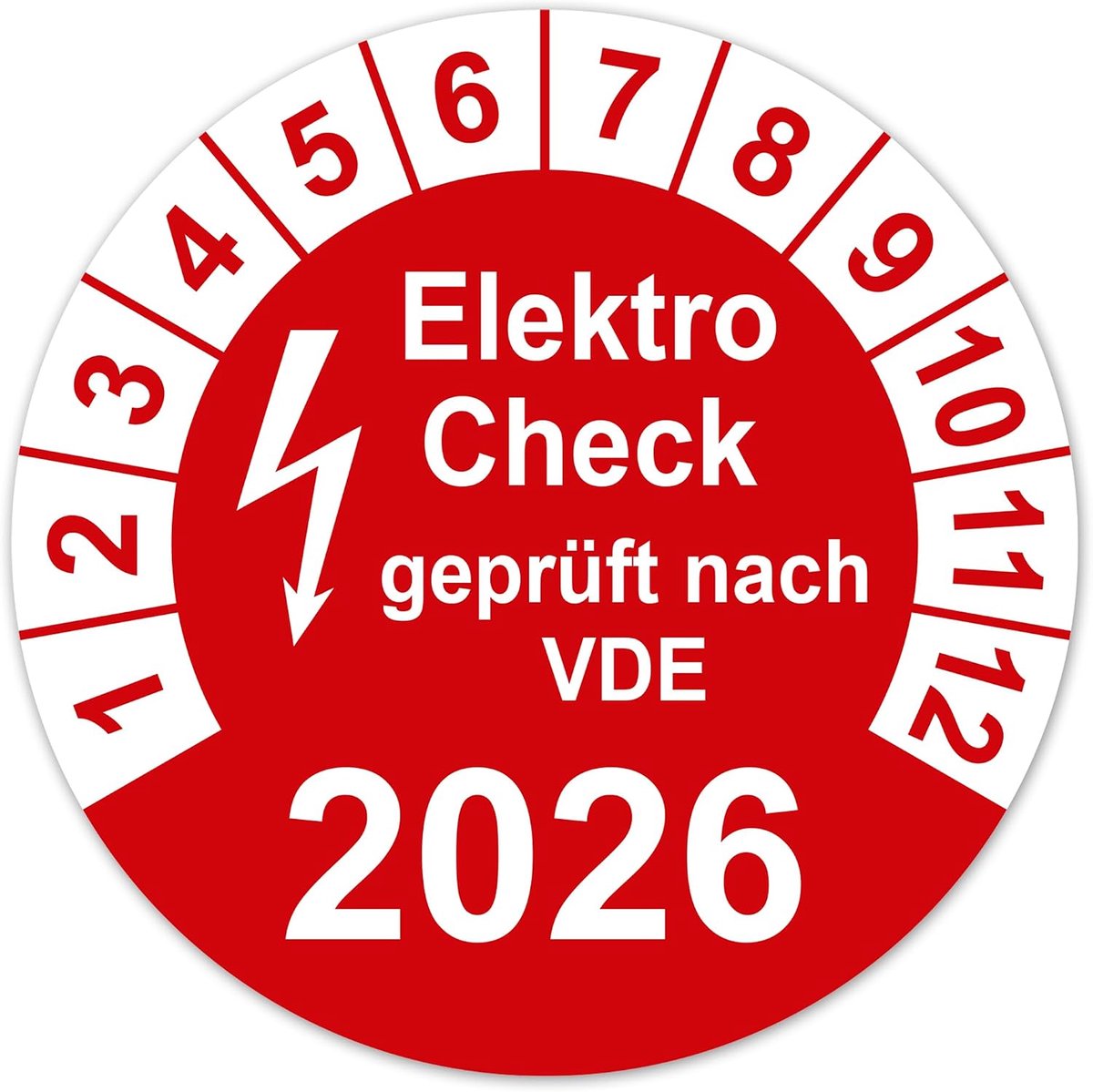 Testplaatje elektrocheck VDE 2026 - teststicker met maandveld - zelfklevende folie - overzichtelijke documentatie - ShopVlot