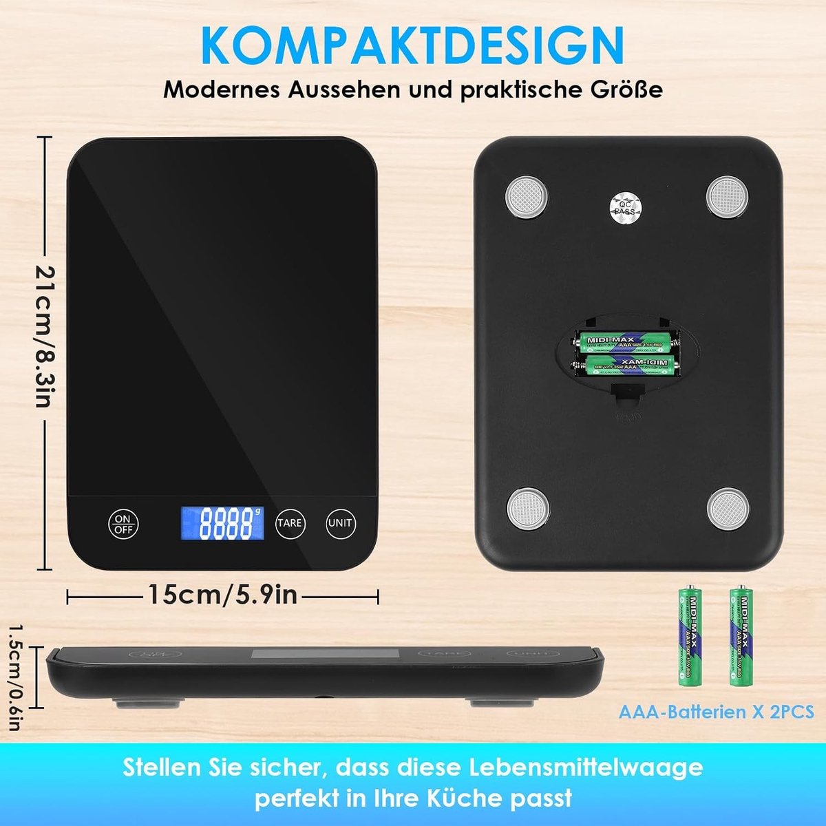 Digitale Keukenweegschaal - Zwart - Compact - Nauwkeurige Weegfunctie - Voor Thuisgebruik