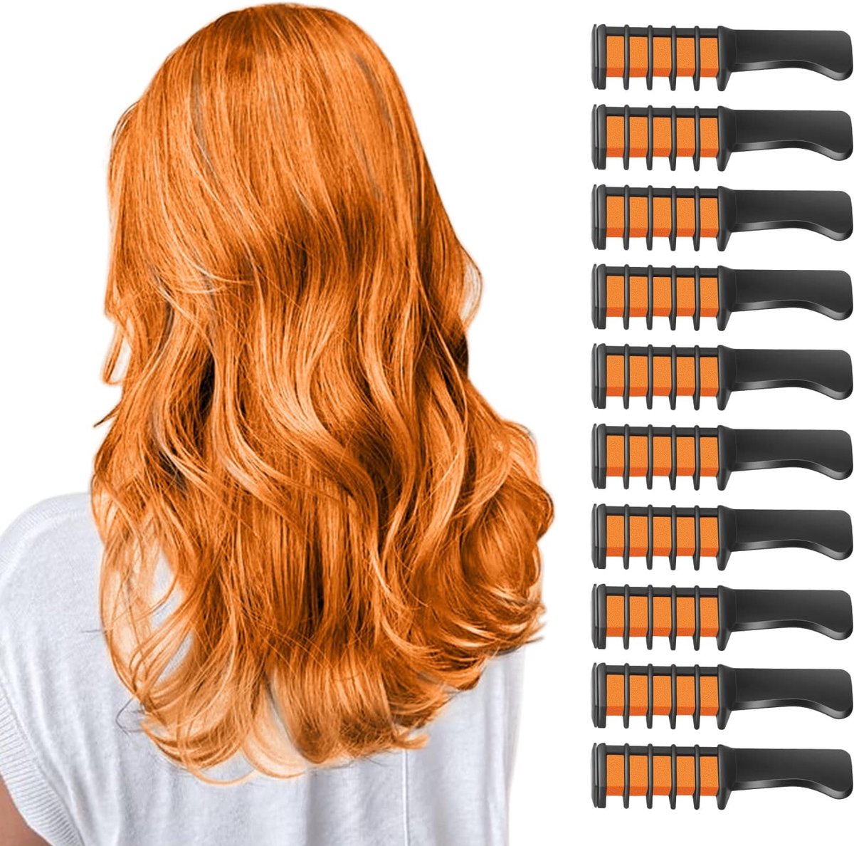Haarverf Kam 10 stuks - Oranje - Wasbaar en niet-toxisch - Perfect voor feestjes - ShopVlot