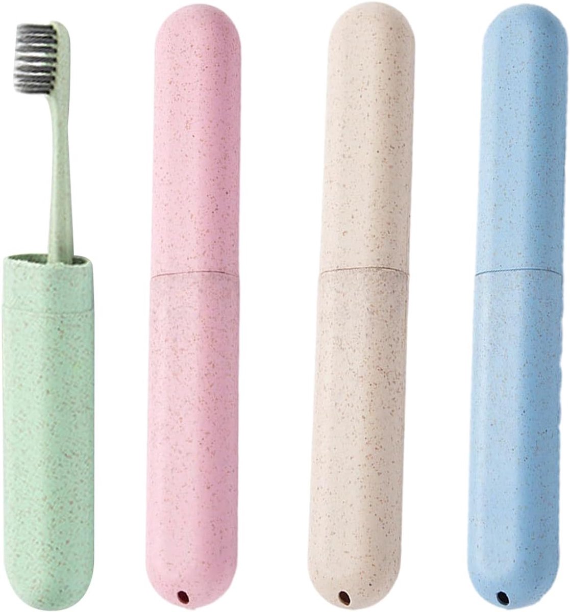 Tandenborsteletui 4 stuks - Eco tarwevezel - Draagbaar en hygiënisch - Bescherming voor tandenborstelkop - ShopVlot