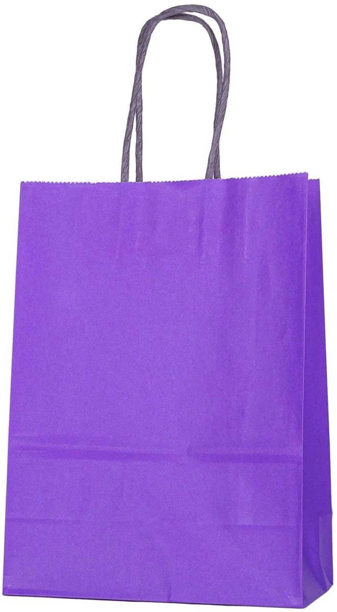 Papieren Draagtas - 60 Stuks -Purple- 16x22x8cm - Papieren Tasjes - Kraft Tas - Tassen - Cadeau Tas - Hoogwaardig Kraft Papier - Eco-vriendelijk - Ideaal voor Geschenken - Lasentopack