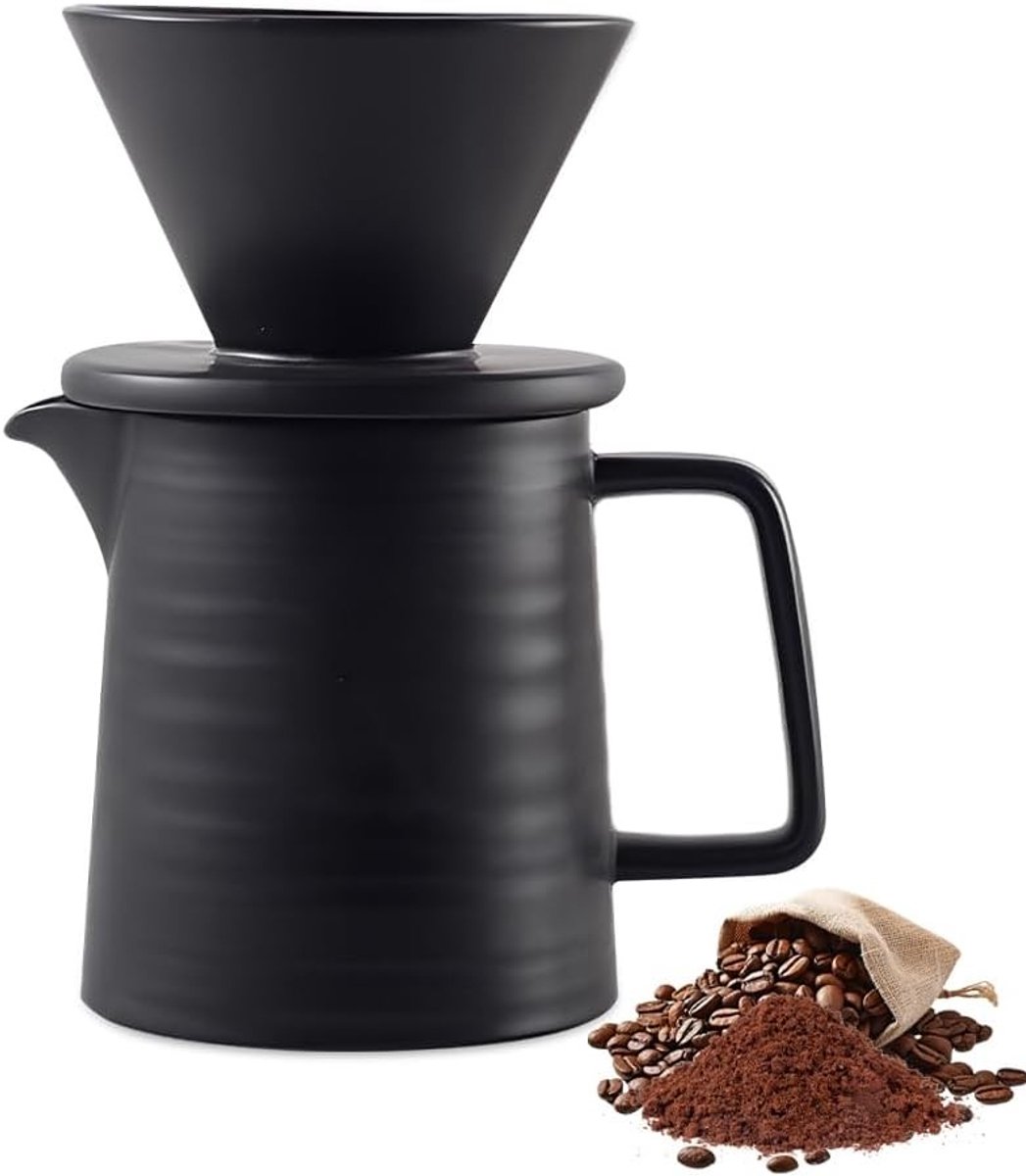 Handmatig filterkoffiezetapparaat - Zwart - 500 ml - Herbruikbaar Keramisch Koffiefilter - Voor Thuis en Kantoor