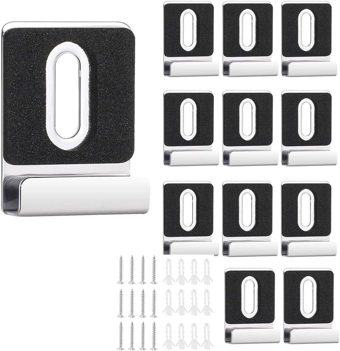 Spiegel muurbeugels pack van 12 - RVS zware bevestigingsclips - Vierkante spiegelhaken - Voor veilige wandmontage - ShopVlot