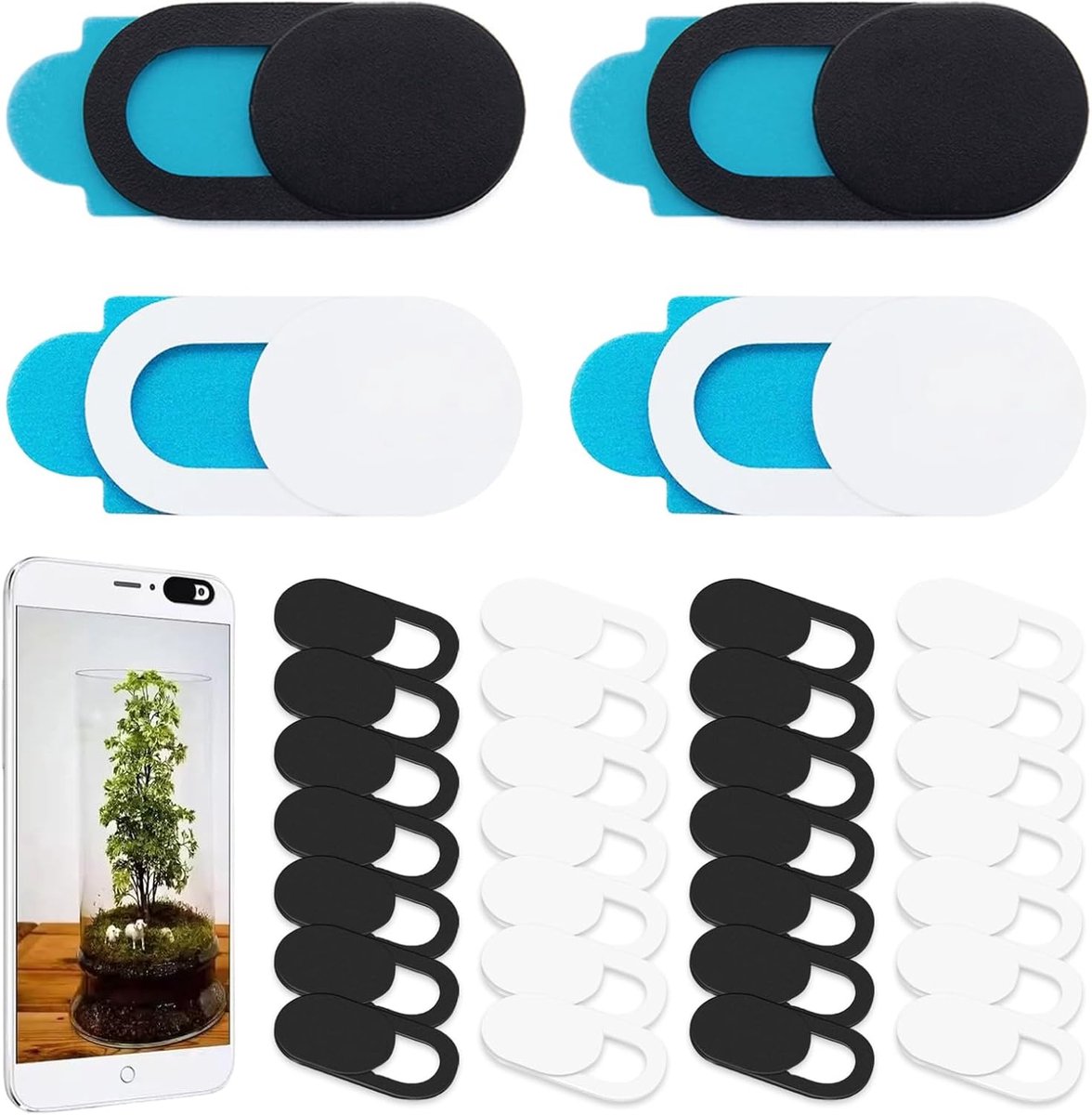 Webcam cover slider set van 32 - ultra-dun plastic - sterke hechting - beschermt privacy - ShopVlot