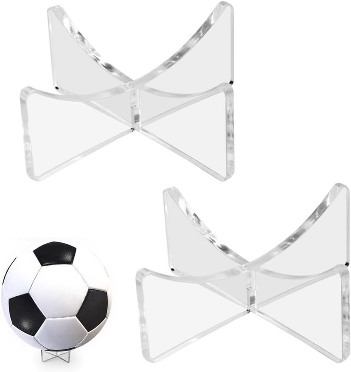 Acryl ballenhouder 2-delig - transparant - voor het tonen van gesigneerde ballen - perfect voor sportmemorabilia - ShopVlot