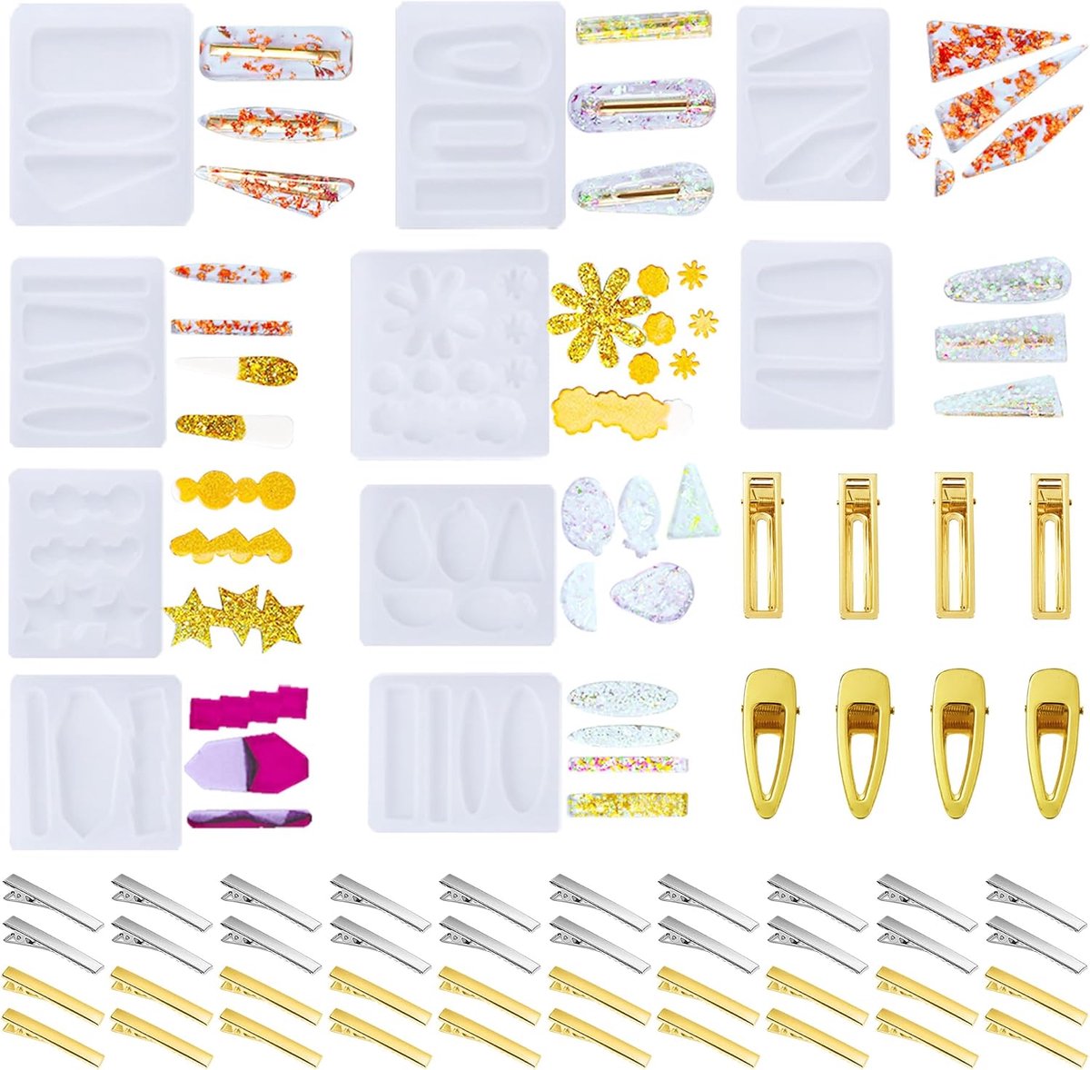 Haarspeld mal set - 10 verschillende vormen - silicone - voor epoxyhars knutselen - ShopVlot