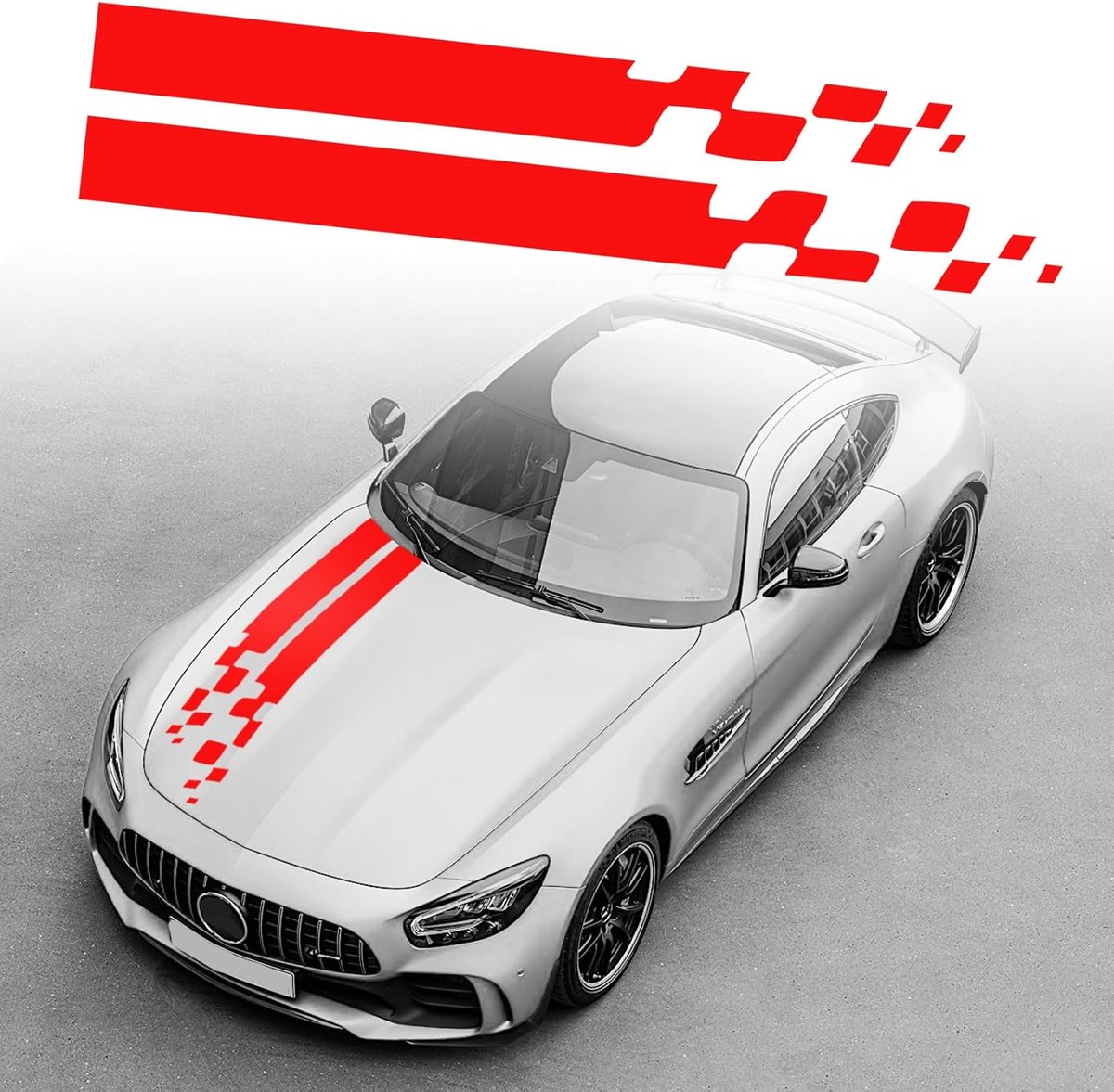 Auto Kap Stripes Sticker - Rode Vinyl Racing Decoratie - Sportieve Uiterlijk - Gepersonaliseerd voor Auto's - ShopVlot