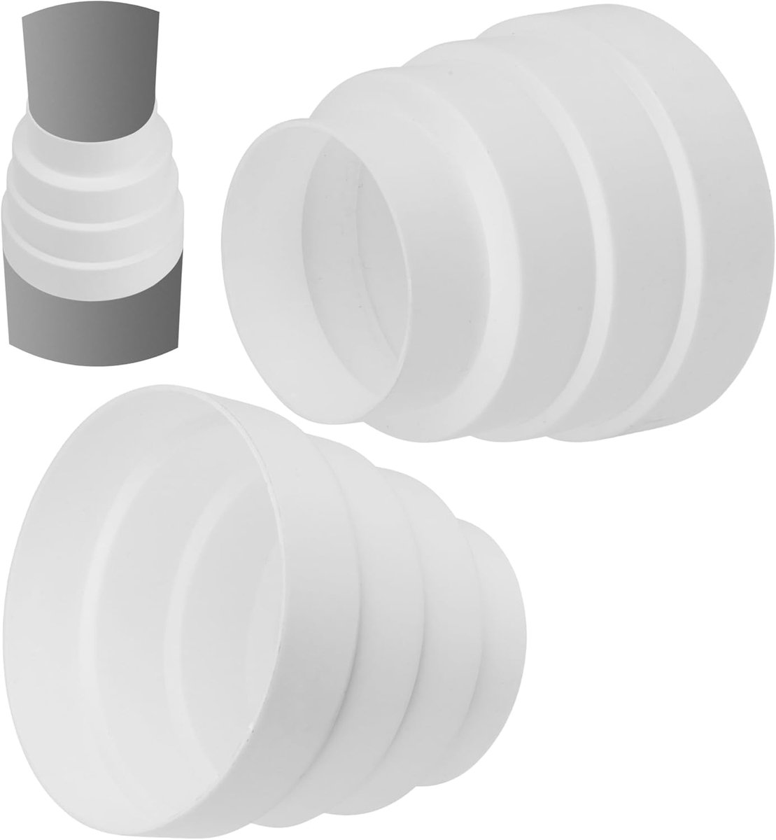 Multistage ronde buiskoppeling Ø 80 mm - 100 mm - 110 mm - 120 mm - wit - reducer voor ventilatiesystemen - ShopVlot