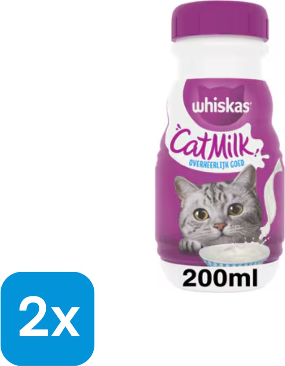 2X Snacks voor katten Whiskas melk voor katten 200 ml