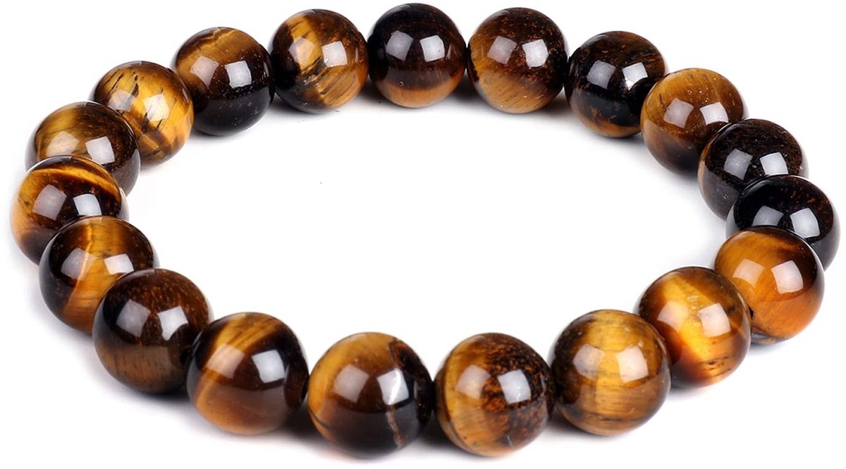 Solidchoice - 10mm Tiger Eye Armband, Elastische Yoga Edelstenen voor Mannen en Vrouwen