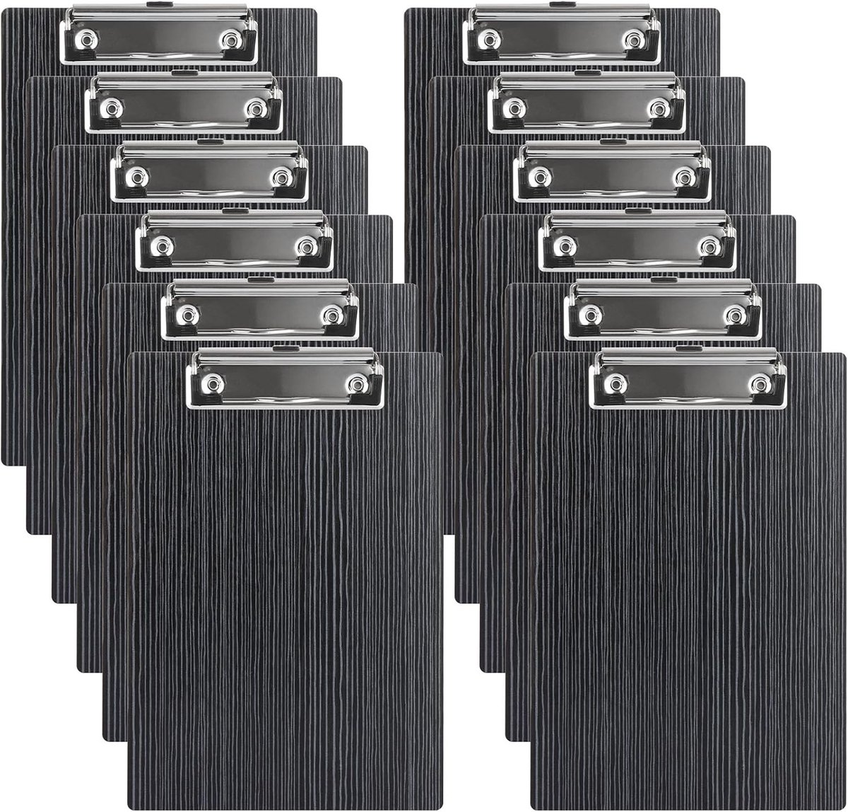 Klembord A5 - Zwart - 230 x 160 mm - Houten Klembord met Metalen Klem en Ophangoog - Voor Kantoor, Restaurant en School