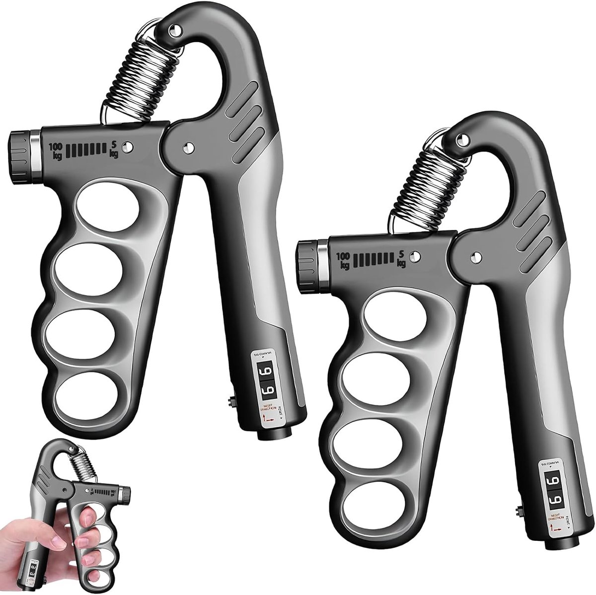 Forearm trainers met telfunctie - verstelbare weerstand 5-60 kg - gripversterker voor spieropbouw - ShopVlot