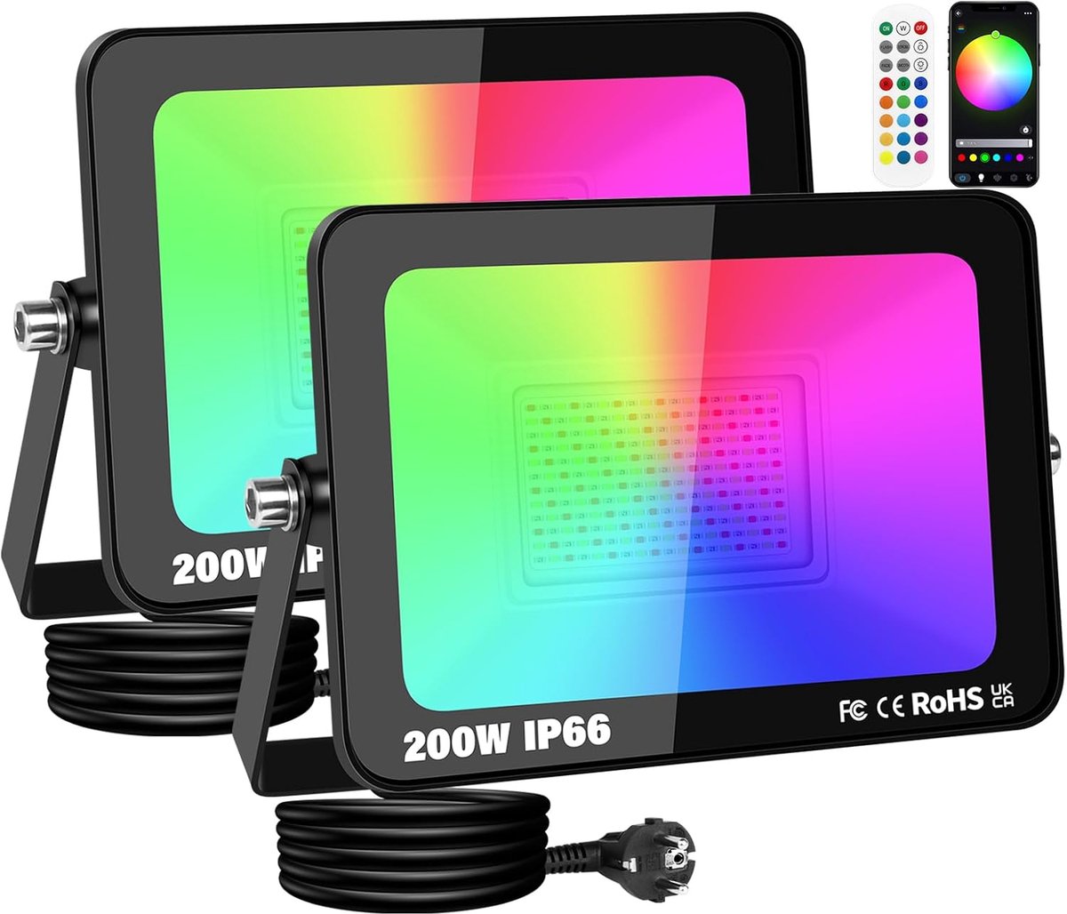 LED Spot Outdoor 200W RGB - Dimbaar en waterdicht - 16 miljoen kleuren - Ideaal voor tuin en sfeer - ShopVlot