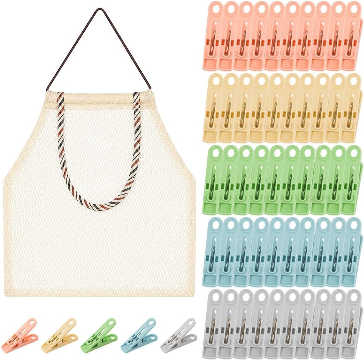 Wasknijpers 50PCS - Stevig en Antislip - 5 Kleuren - Ideaal voor Drogen van Wasgoed - ShopVlot