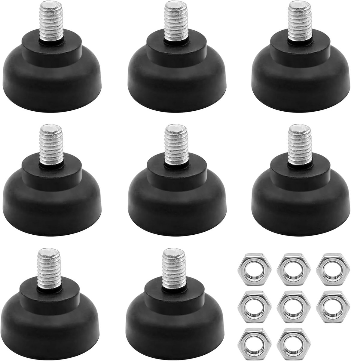Verstelbare meubelpoten 8 stuks - M8 x 35 mm - rubberen voetjes - antislip en schokabsorberend - ShopVlot
