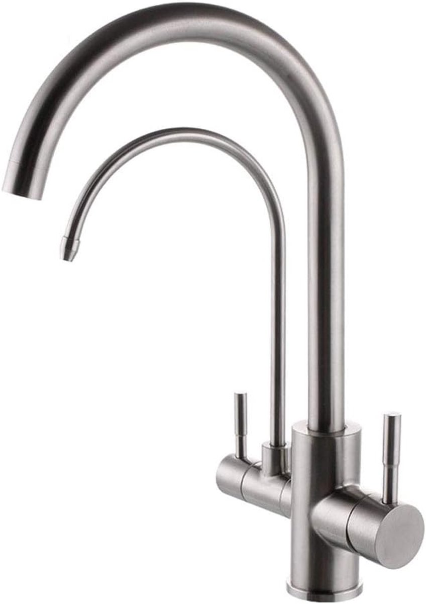 Kraan RVS - Keuken Warm en Koud - 3-in-1 Drinkwater - 360° Rotatie - ShopVlot