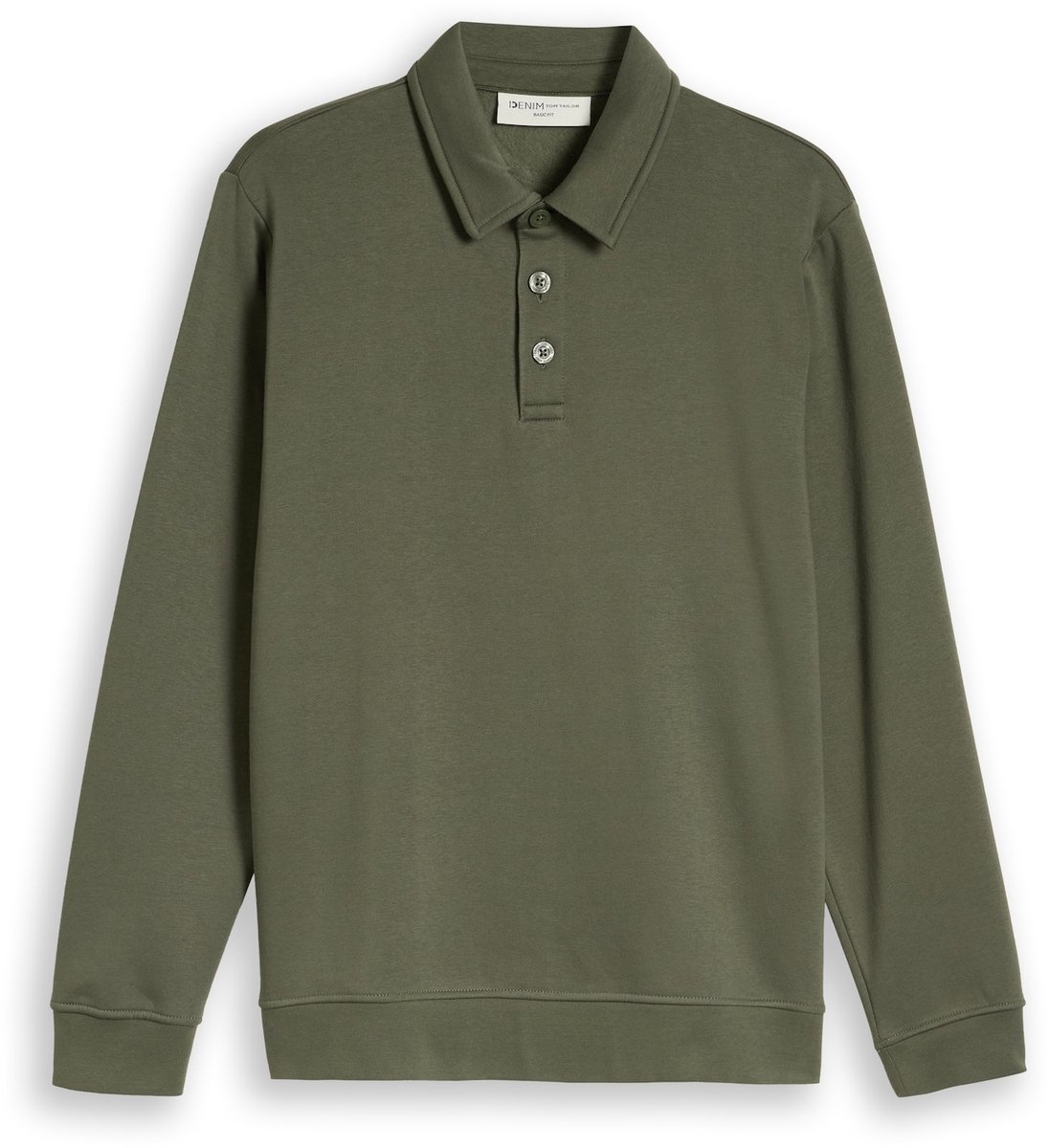 Tom Tailor Denim - Sweatshirt met polokraag - Maat XS - urban olive green